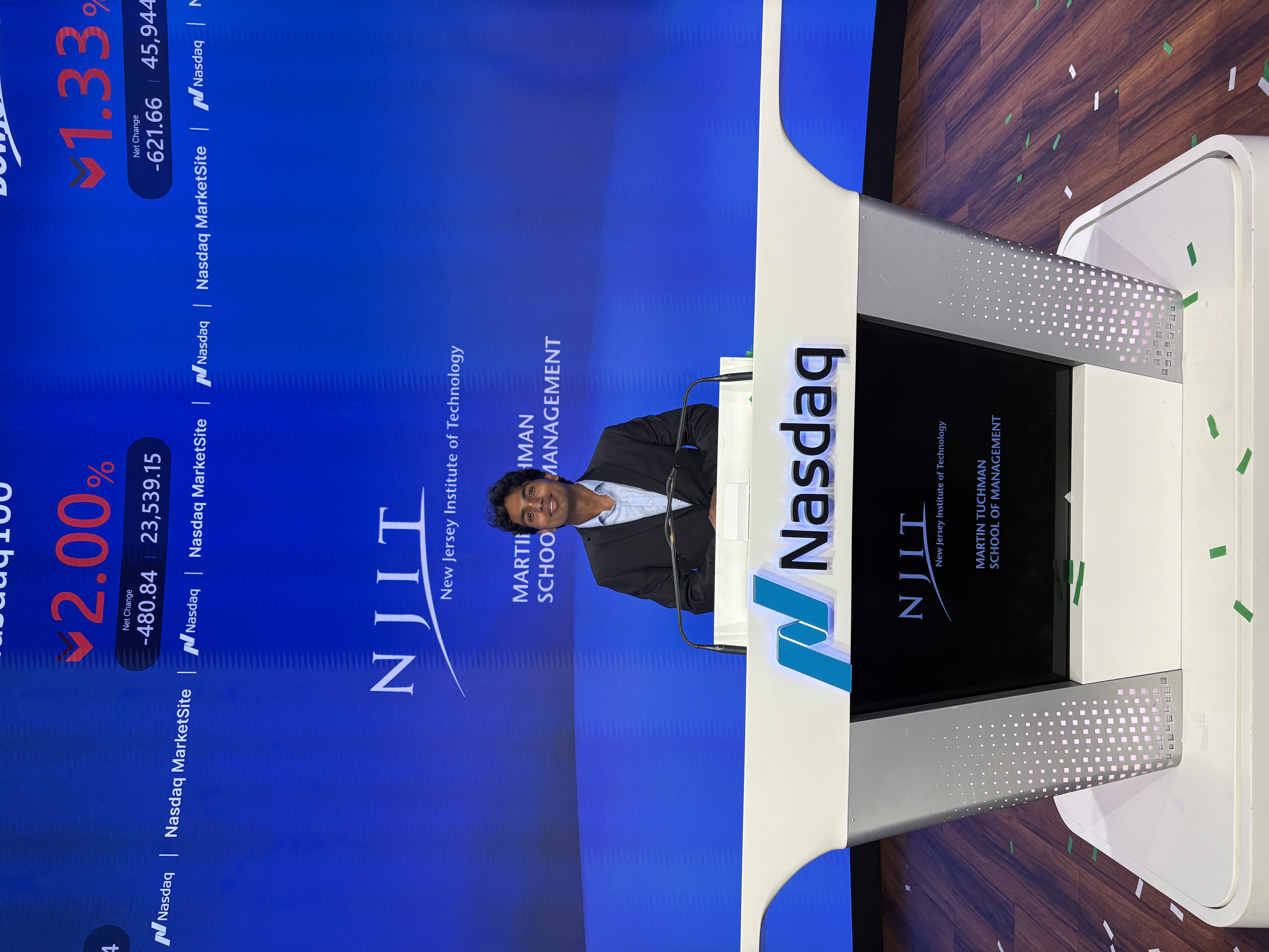 Rishab Mohandoss at the Nasdaq opening bell